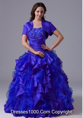 Puffy Blue Beaded Decorate Quinceanera Dresses With Ruching 2014