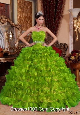 Sweetheart Organza New Style Quinceanera Dresses with Beading and Ruffles