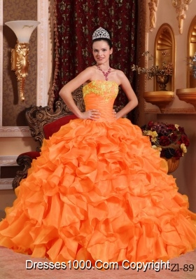 orange puffy dress