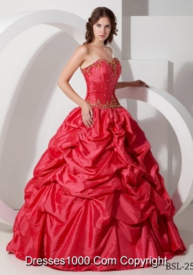 Romantic Puffy Strapless 2014 Quinceanera Dress with Pick-ups and Beading