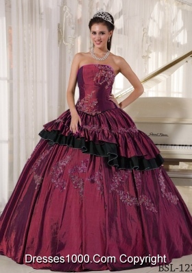 2014 Pretty Puffy Strapless Beading Quinceanera Dresses with Appliques