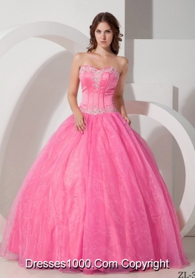 Beautiful Sweetheart Organza Quinceneara Dresses with Appliques and Beading