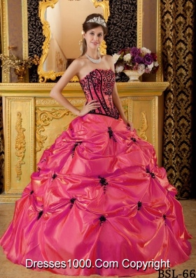 Coral Red Puffy Strapless Beading and Embroidery for 2014 Quinceanera Dress