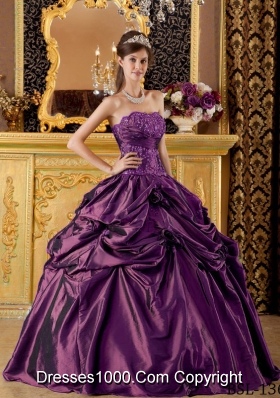 Puffy Strapless Appliques and Pick-ups 2014 Spring Quinceanera Dresses