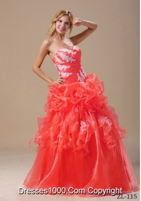 Appliques Sweetheart 2014 Quinceanera Dresseses in Red