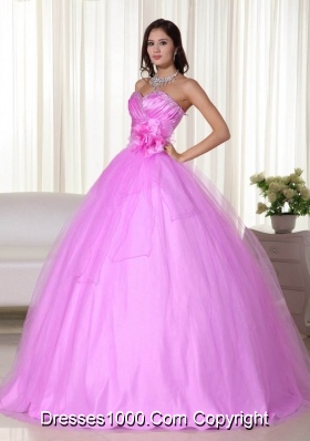 Princess Sweetheart Tulle Quinceanera Dress with Flowers and Beading