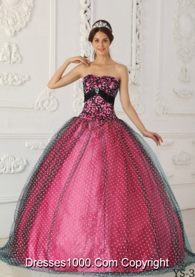 Puffy Strapless Appliques Sweet 15 Dresses with Appliques and Beading