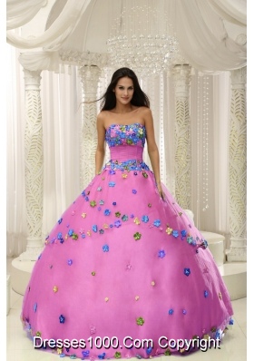 Rose Pink Princess Appliques 2013 Quninceaera Gowns For Custom Made