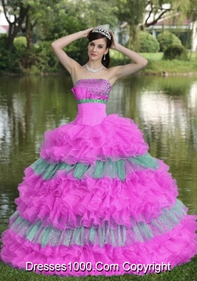Beaded Strapless Tiered Sweet Quinceanera Gowns for Cheap