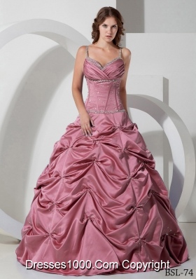 Elegant Spaghetti Straps Princess Quinceanera Dress with Beading