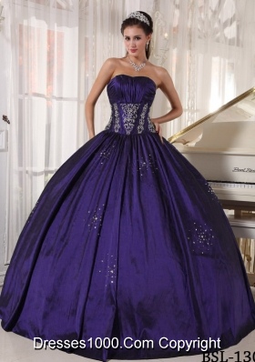 Discount Strapless Taffeta Embroidery and BeadingQuinceanera Dress