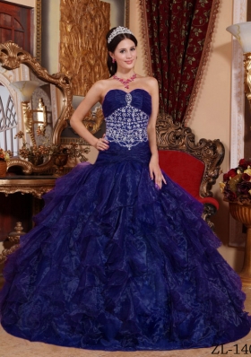 A-line Sweetheart Organza Beading Quinceanera Dress with Ruffles