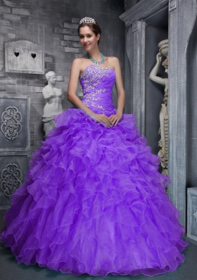 Beautiful Sweetheart Ruffles and Appliques Purple Quinceanera Dress