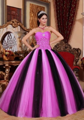 Multi-colored Ball Gown Sweetheart Quinceanera Dress with Tulle Beading