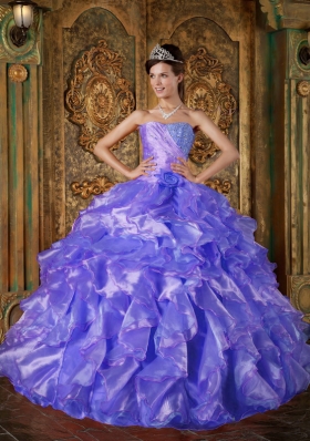 Blue Ball Gown Strapless Beading and Ruffles Quinceanera Gowns