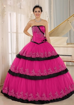 Custom Made For 2014 Quinceanera Dresses with Hand Made Flowers