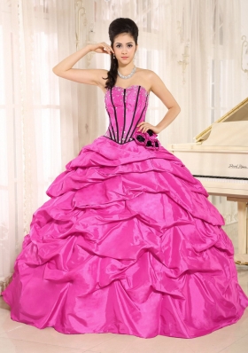 Hot Pink Sweetheart Pretty Quinceanera Dresses With Beading