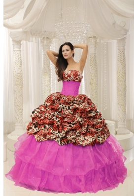 New Style Leopard 2014 Quinceanera Dresses With Beaded Decorate