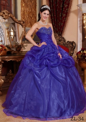 Purple Ball Gown Sweetheart Beading Quinceanera Dress with Pick-ups