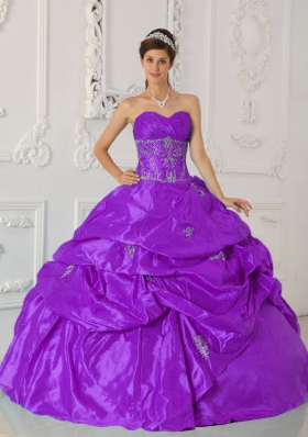 Sweetheart Taffeta Appliques and Pick-ups for Purple Quinceanera Gowns