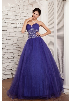 Purple A-line Sweetheart Beading Dresses For a Quinceanera with Beading