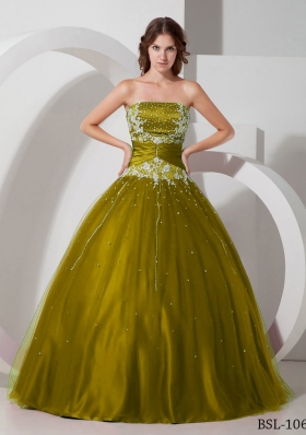 Princess Strapless Sweet 16 Dresses with Appliques and Beading