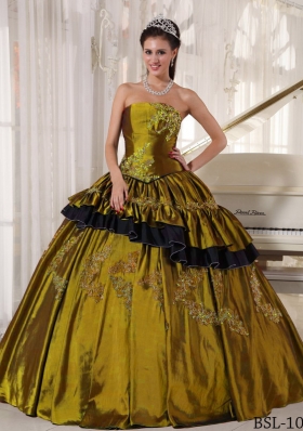 Ball Gown Strapless Olive Green Quinceanera Dress with Beading