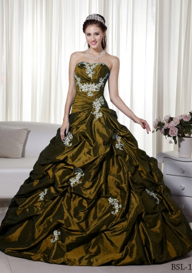 Discount Princess Strapless Taffeta Appliques Dresses Quinceanera