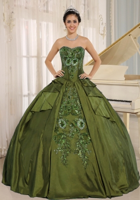 Pretty Olive Green Embroidery Quinceanera Dress with Sweetheart