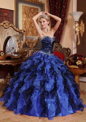 2014 Cute Multi-Color Puffy Sweetheart Beading and Ruffles Quinceanera Dresses
