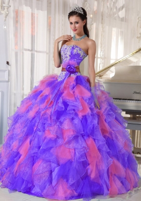 2014 Multi-color Sweetheart Organza Appliques Quinceanera Dresses