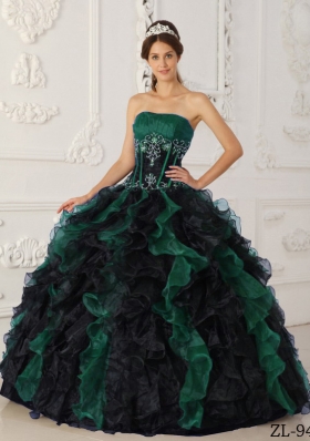 Colorful Puffy Strapless 2014 Spring Beading Quinceanera Dresses