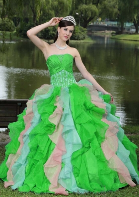 Sweet Appliques and Ruffled Layered Quinceanera Dresses Wear For 2014