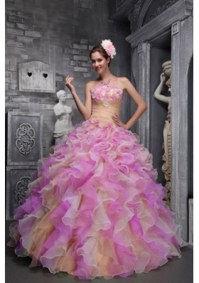 2014 Lovely Strapless Multi-color Long Quinceanera Dresses