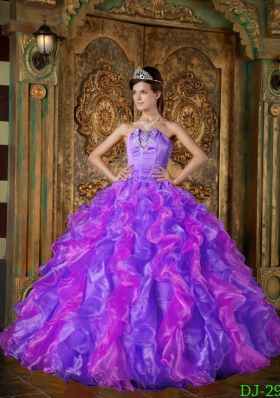 Exclusive Puffy Strapless with Ruffles Quinceanera Dress for 2014