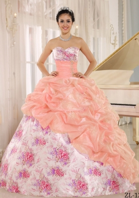 Multi-color Printing Sweetheart Beading Quinceanera Dresses For 2014