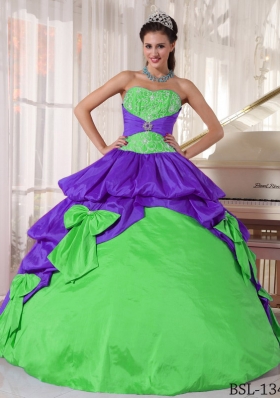 Exclusive Puffy Sweetheart for 2014 Appliques Quinceanera Dress with Pick-ups