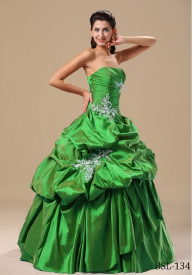 Modest Strapless Appliques and Pick-ups 2014 Quinceanera Dresses