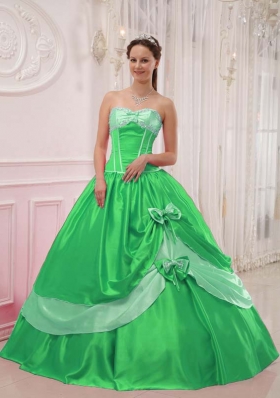 Elegant Princess Sweetheart with Appliques and Beading for 2014 Green Quinceanera Dress