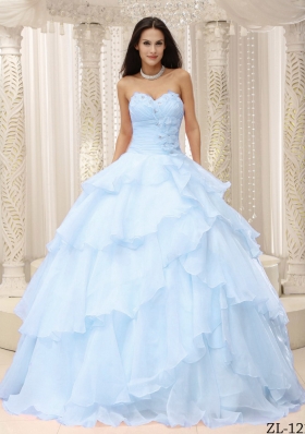 2014 Pretty Sweetheart Ruching Quinceanera Dress with Ruffles
