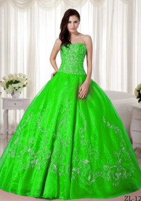 Romantic Puffy Sweetheart with Beading and Embroidery for 2014 Quinceanera Dress