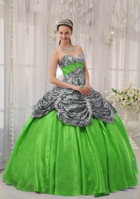 2014 Spring Green Puffy Sweetheart Quinceanera Gowns with Pick-ups