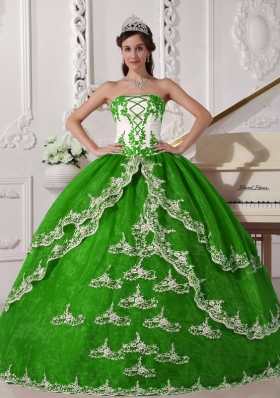 Fashionable Colourful Puffy with Lace Appliques for 2014 Quinceanera Dress