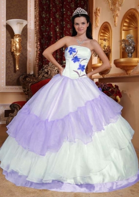 Colourful Ball Gown Strapless 2014 Embroidery Quinceanera Dresses