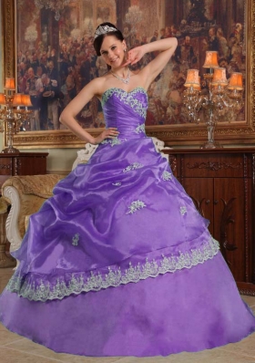 New Style Puffy Sweetheart Lace Appliques Quinceanera Dress for 2014