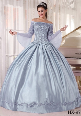 Discount Puffy Off The Shoulder Appliques Quinceanera Dresses for 2014