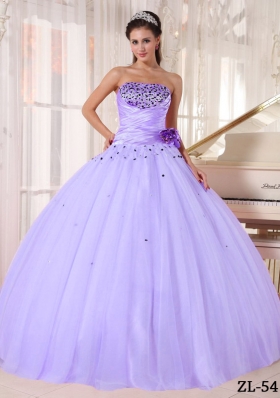 Lovely Lavender Puffy Strapless Beading and Ruching Quinceanera Dresses for 2014