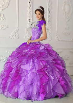 Romantic Puffy Strapless 2014 Beading Quinceanera Dresses