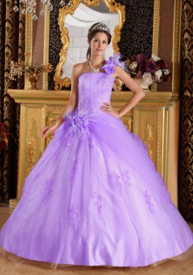 Gorgeous Puffy One Shoulder Appliques Quinceanera Dresses for 2014