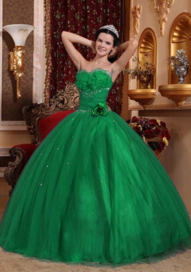 Dark Green Ball Gown Sweetheart 2014 Quinceanera Dresses with Beading